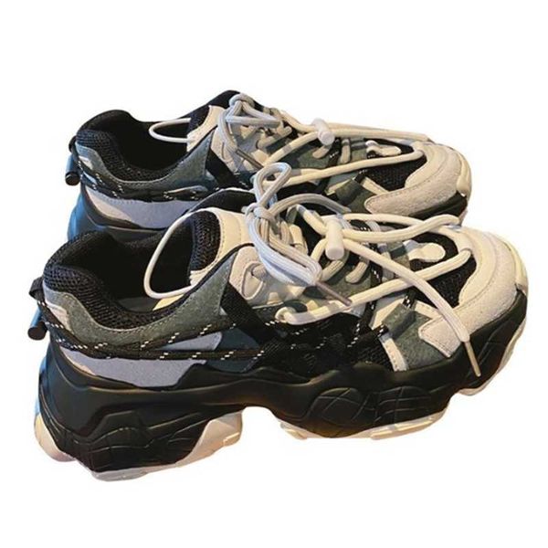 

boots daddy shoes women 2021 autumn thick-soled fashion all-match breathable sneakers, Black