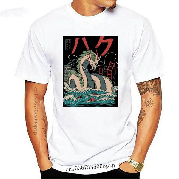 

men's t-shirts printed 2021 camiseta spirited away haku dragon kaiju t-shirt masculina women, White;black
