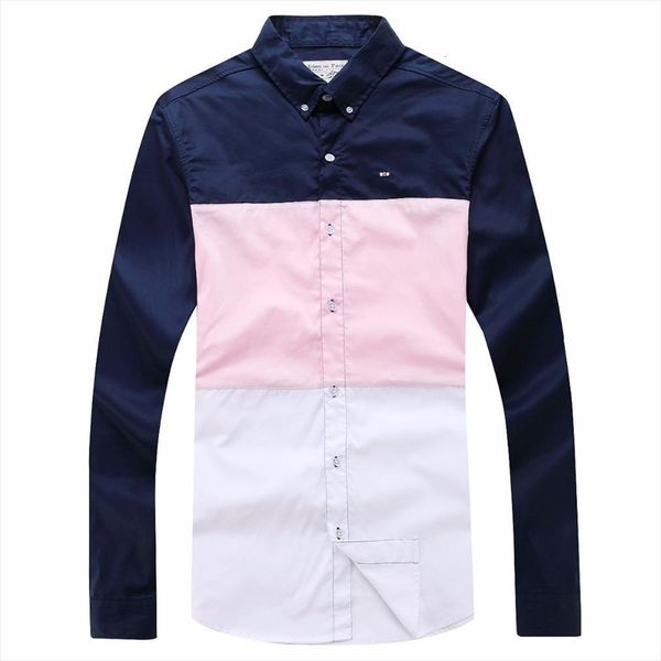 

classic patchwork shirts french design men polo male long sleeve casual embroidery shirt m xxxl, White;black