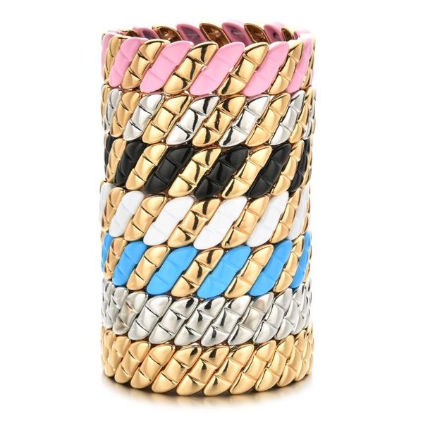 

charm bracelets boho style gold color diy enamel tila bracelet women girls wristband bead stackable colorblock jewelry, Golden;silver