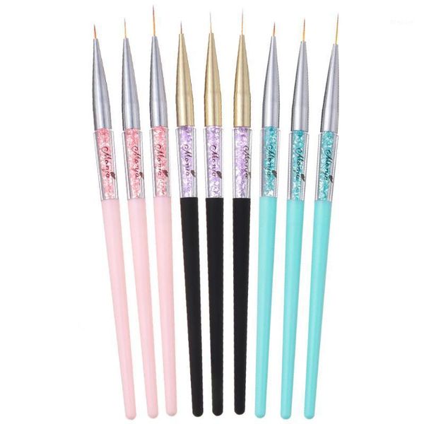 

7/9/11mm 3 color nail art french line liner brush acrylic handle flower grid image paintingdrawing pen manicure tool kits1, Yellow