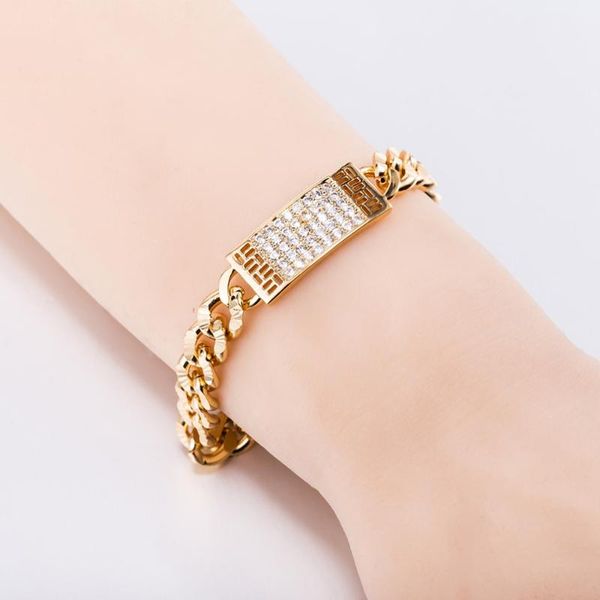 

link, chain austrian zircon bracelets for women charm heart jewelry fashion dainty love crystal bracelet gold deluxe wedding bijoux, Black