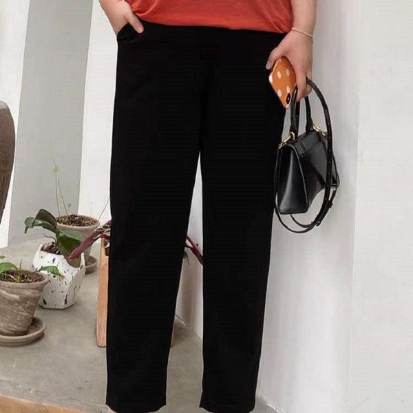 

women's pants & capris large plus size loose autumn pencil fat female girls casual slim summer women long high rise warm trousers, Black;white