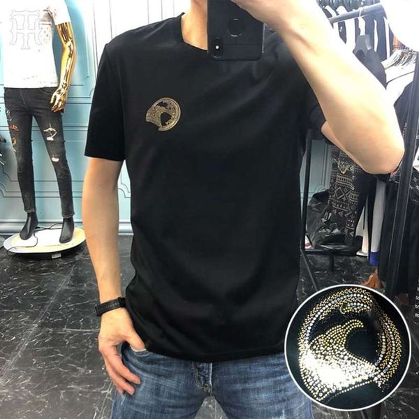 

summer fashion brand olecranon laser t shirt pure cotton european style men's short sleeves, White;black