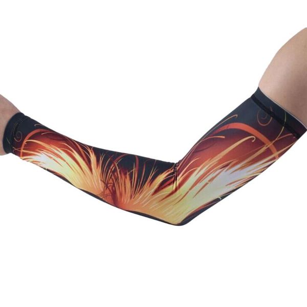 

elbow & knee pads a pair of comfortable arm sleeve cycling sunscreen uv protective flame/wing pattern for running bicycle camping, Black;gray