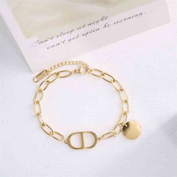 

display titanium steel home letter small round brand bracelet simple fashion commuting ol style good match, Silver