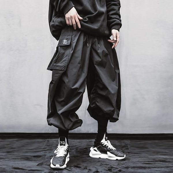 

men's pants men ninja cargo harajuku functional multi-pocket jogging autumn hip hop streetwear oversized sweatpants unisex, Black