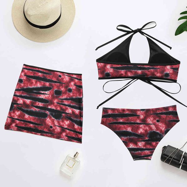 

three pieces set with short beach dress tie-dye swimwear women swimsuit female bikini bather bathing suits swimin