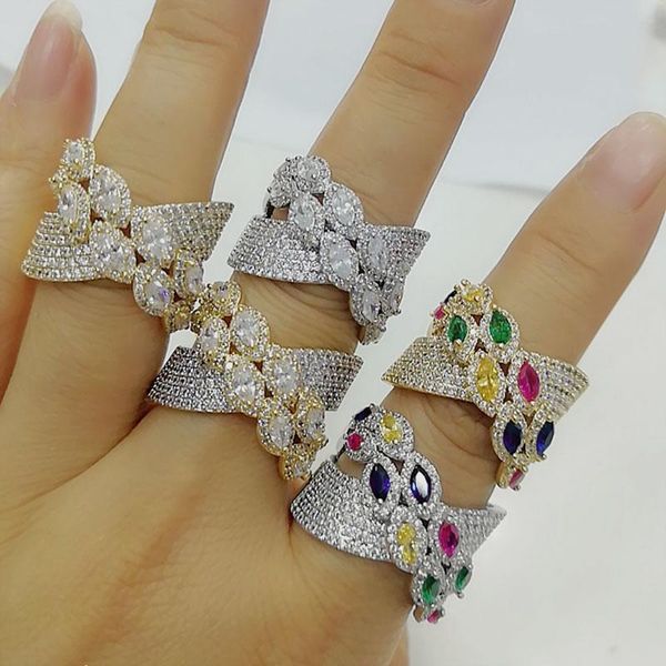 

cluster rings godki luxury bagutte cut 3 rows with zirconia stones 2021 women engagement party jewelry high quality, Golden;silver