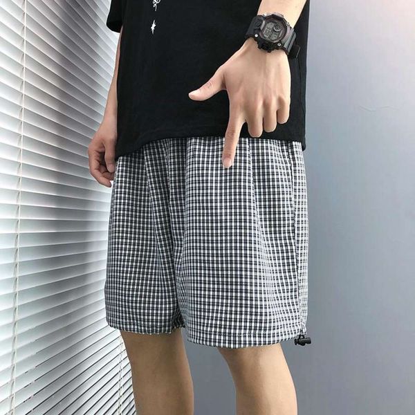 

summer legible men 2021 shorts fashion casual loose plaid male clothing men's, White;black