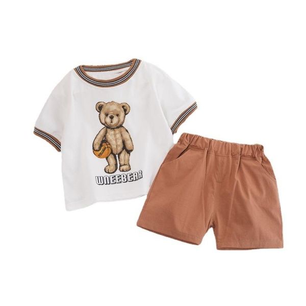 

clothing sets summer born baby girls children boys cartoon cotton t-shirt shorts 2pcs/set toddler clothes kids tracksuits, White