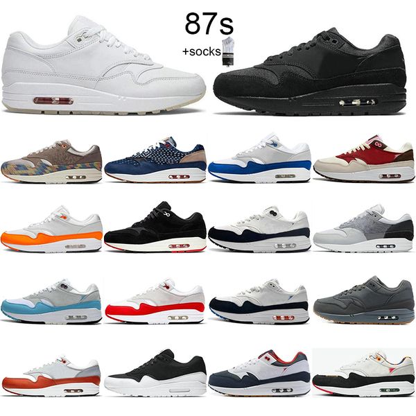 Ücretsiz Çorap 87s Erkek Koşu Ayakkabıları Parra Yıldönümü Aqua Kraliyet Çok Renkli Beyaz Siyah Merkezi Günü Karpuz Tinker Spor Kırmızı 87 Nefes Erkek Kadın Sneakers