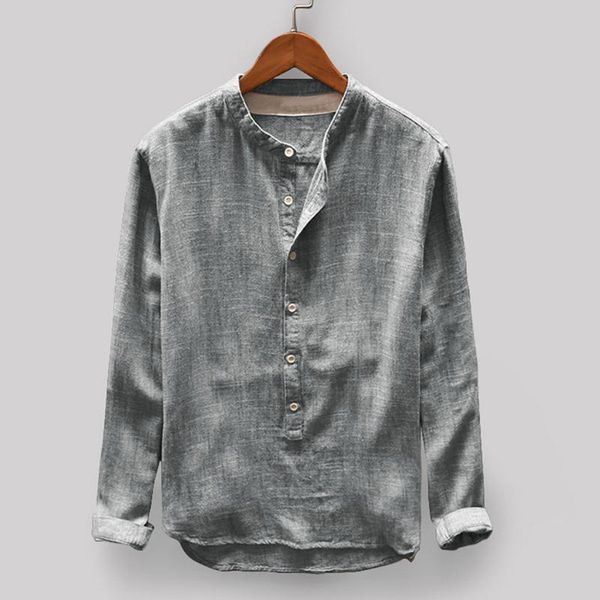

men's casual shirts mens blouse autumn winter button linen and cotton men long sleeve solid color male clothing beach streetwear, White;black