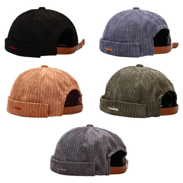 

beanies vintage docker cap brimless corduroy adjustable hip hop beanie hats made solid color