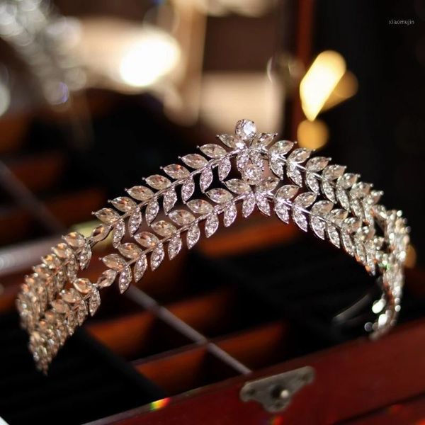 

hair clips & barrettes baroque handmade crystal leaf double hairband luxury bridal tiaras crown rhinestone pageant prom diadem wedding acces, Golden;silver