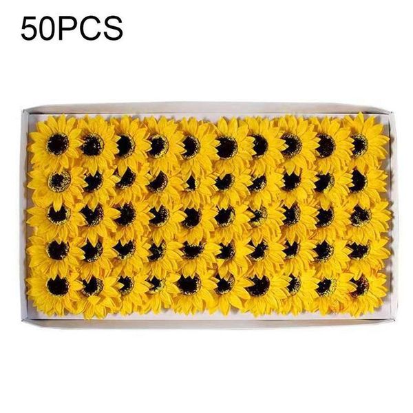 

50pcs artificial flowers sunflower soap head eternal wedding valentine mother's day diy bouquet materials decorative & wreaths