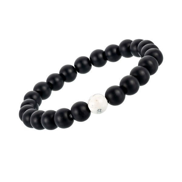 

beaded strands men bracelet natural moonstone bead tibetan buddha chakra lava stone diffuser bracelets jewelry gift drop bangle, Black