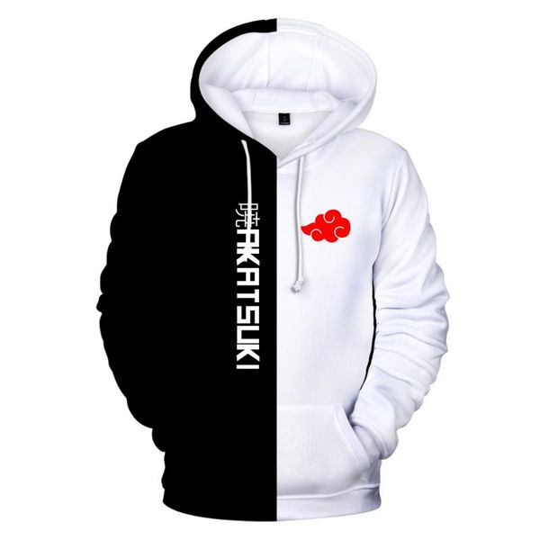 

men's hoodies & sweatshirts akatsuki clothes overszied streetwear anime harajuku sasuke/kakashi printing campus style, Black
