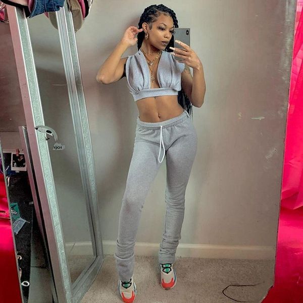 

women's pants & capris 2 piece matching sets women two outfits sport joggers sweatpants set ladies summer crop stacked, Black;white