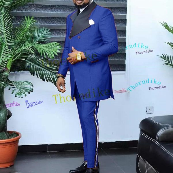 

thorndike royal blue suits for men 2 piece double breasted costume homme wedding tuxedo groom terno masculinot1058 men's & blazers, White;black