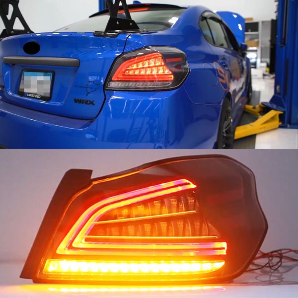 2PCS Car LED TAIL LIGHT TRALHA TRANSFORNADOR PARA SUBARU WRX 2013 2014 2015 2016 2017 2018 Sinal de giro de l￢mpada reversa do freio traseiro da luz traseira