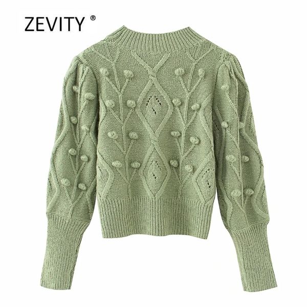 

zevity new women fashion solid color ball appliques knitting sweater ladies long sleeve casual sweaters chic pullovers s309, White;black