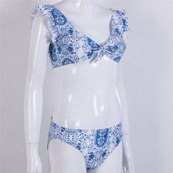 

women's swimwear women ruffles blue bikini sets bathing suit swimsuit ladies beachwear maillot de bain, White;black