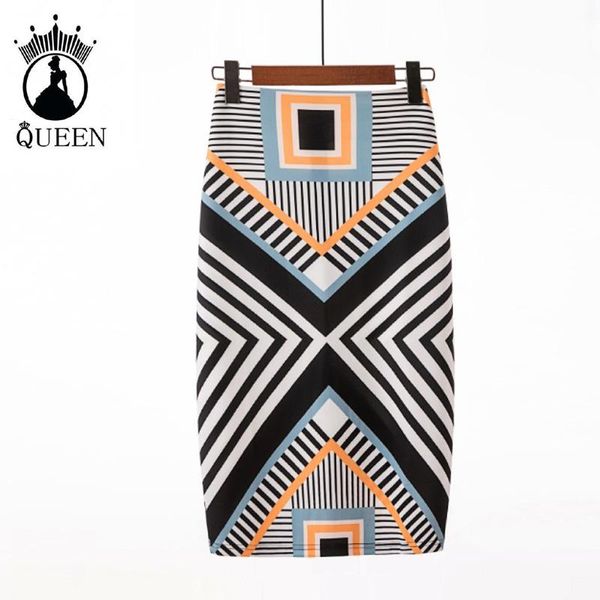

skirts 2021 summer fashion skirt geometric print women high waist elegant vintage pencil split the fork female knee length, Black