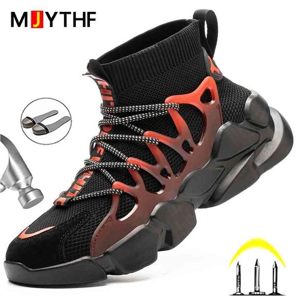 

safety shoes men work sneakers indestructible work boots men steel toe shoes lightweight men boots winter shoes male 210923, Black