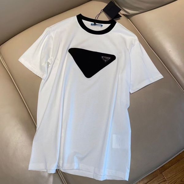 

t shirt pujia 2021 summer fashion brand heavy industry cloth triangle short sleeve men's and women's loose casual version, White