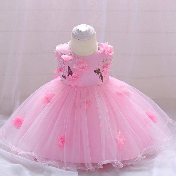 

girl's dresses 2021 born clothes christening dress for baby girl party and wedding flower 1 year birthday princess, Red;yellow