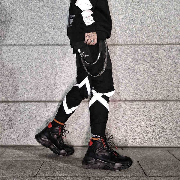 

men's pants pant men strip black tactical hip hop fashion elastic waist drawstring male streetwear joggers sweatpants tro awwr