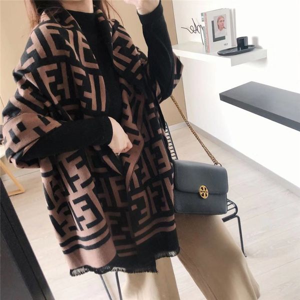 

design women's winter new korean cashmere blend thickened warm shawl double-sided letter scarf, Blue;gray