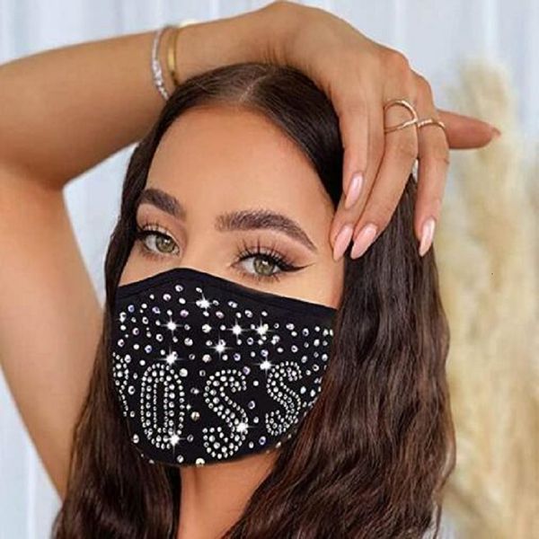 

women fashion mask with elastic reusable washable christmas masks bandana face decor jewelry party gift