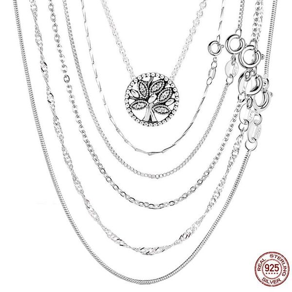 

chains authentic 100% 925 sterling silver necklaces snake double circle o chain fashion link necklace for women fine jewelry gift