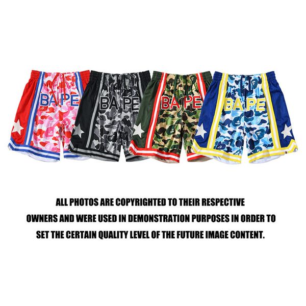 

fashion shorts brand breathable sports camouflage star street basketball hip hop men's and women's fast drying pants, White;black