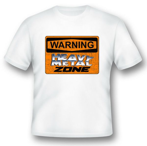 

warning heavy metal rock n roll metal black or white tee, White;black