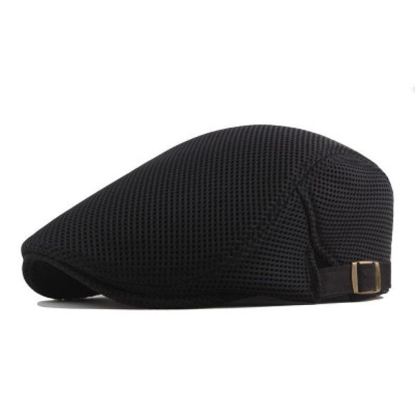 

berets summer hollow mesh breathable sun hat classic solid color beret men and women universal hats outdoor sports cap, Blue;gray