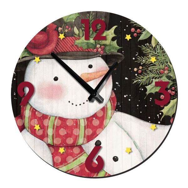 

wall clocks 10/12/13.5 inch wooden clock modern design christmas decorative snowman silent wood for living room home decor