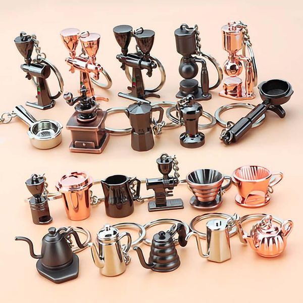 

hooks & rails product promotion, a variety of creative 3d coffee cup keychains, children's toys mini kitchenware gadgets, novel keychai