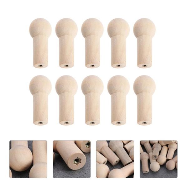 

10pcs wooden pegs simple doll with screw nut hook hanger accessories hooks & rails