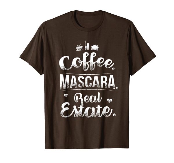 

womens coffee mascara real estate t shirt realtor mom wife, White;black