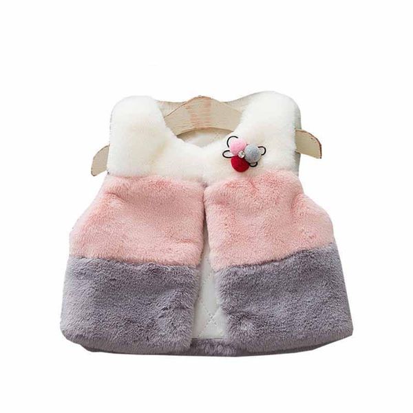 

waistcoat baby vest coat 2021 winter girls faux fur o-neck sleeveless spell color plush for toddler girl clothes, Camo