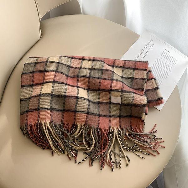

scarves women plaid print cashmere scarf thick shawls and wrap hijab blanket ladies pashmina echarpe bufanda neckerchief 2021, Blue;gray