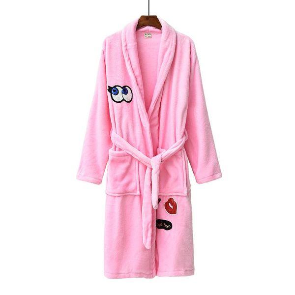 

women's sleepwear flannel nightgown roupÃ£o autumn winter ladies thickening warmth cute cartoon style women robe coral fleece homewear, Black;red