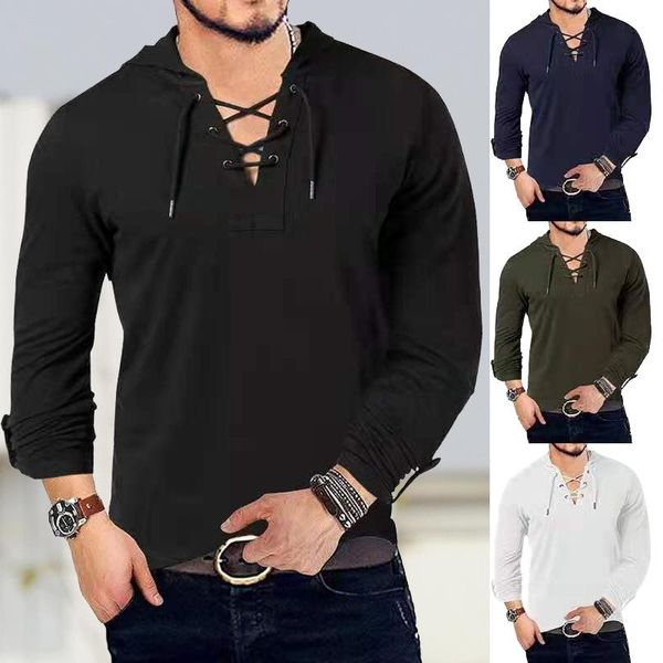 

men's casual shirts dingshite european and american hooded tether small v-neck long sleeve trendy hoodie custom, White;black