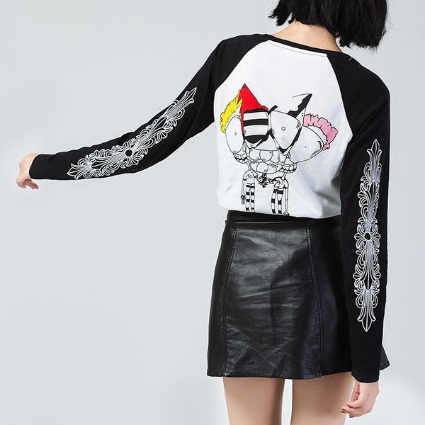 

chrome/heartscoat baby winter star's autumn same versatile base croxin cotton bf long sleeve t-shirt female yang shangyiyin, White;black