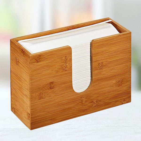 

tissue boxes & napkins bamboo wall-mounted box napkin holder paper dispenser for kitchen bathroom (wood color)
