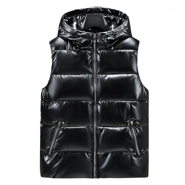 

men's vests hooded autumn men sleeveless jacket fashion vest hat warm winter waistcoat casual windbreaker 6xl, Black;white