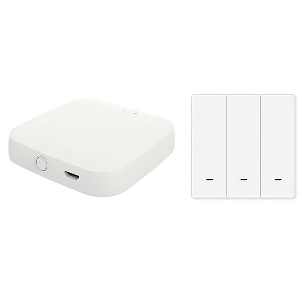 

smart home control bluetooth gateway+3 gang switch wall light tuya app remote voice work for alexa google